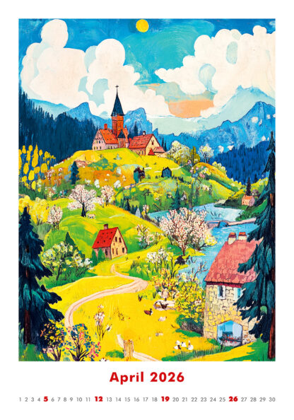 Monatsbild des Kalenders "Art Naive 2026", Monat April