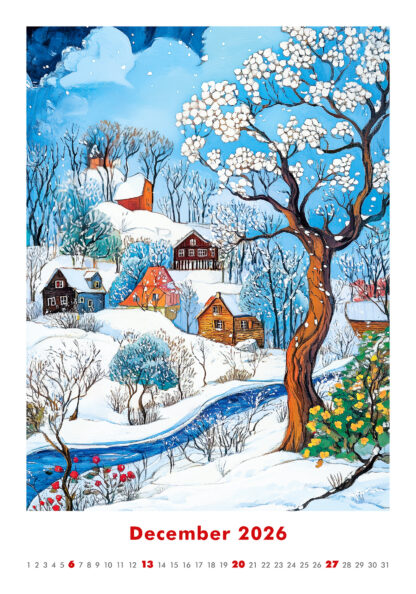 Monatsbild des Kalenders "Art Naive 2026", Monat Dezember